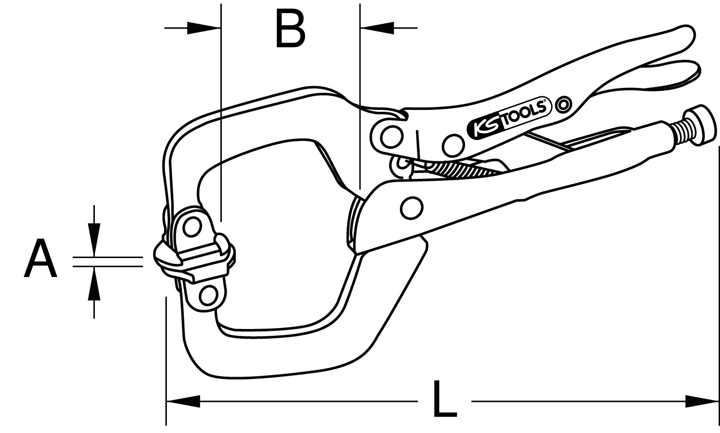 KS Tools Schweiß-Klammer-Gripzange, beweglichen Spannbacken 0-35mm