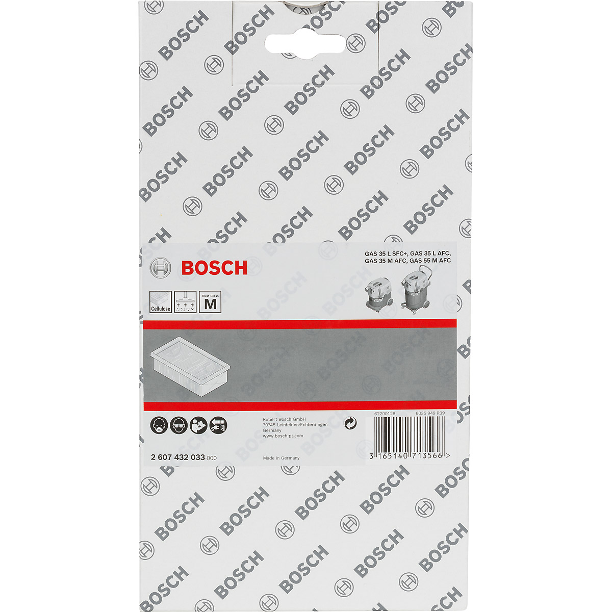 Bosch Zellulose-Flachfaltenfilter für GAS 35-55, 240 x 140 x 56mm