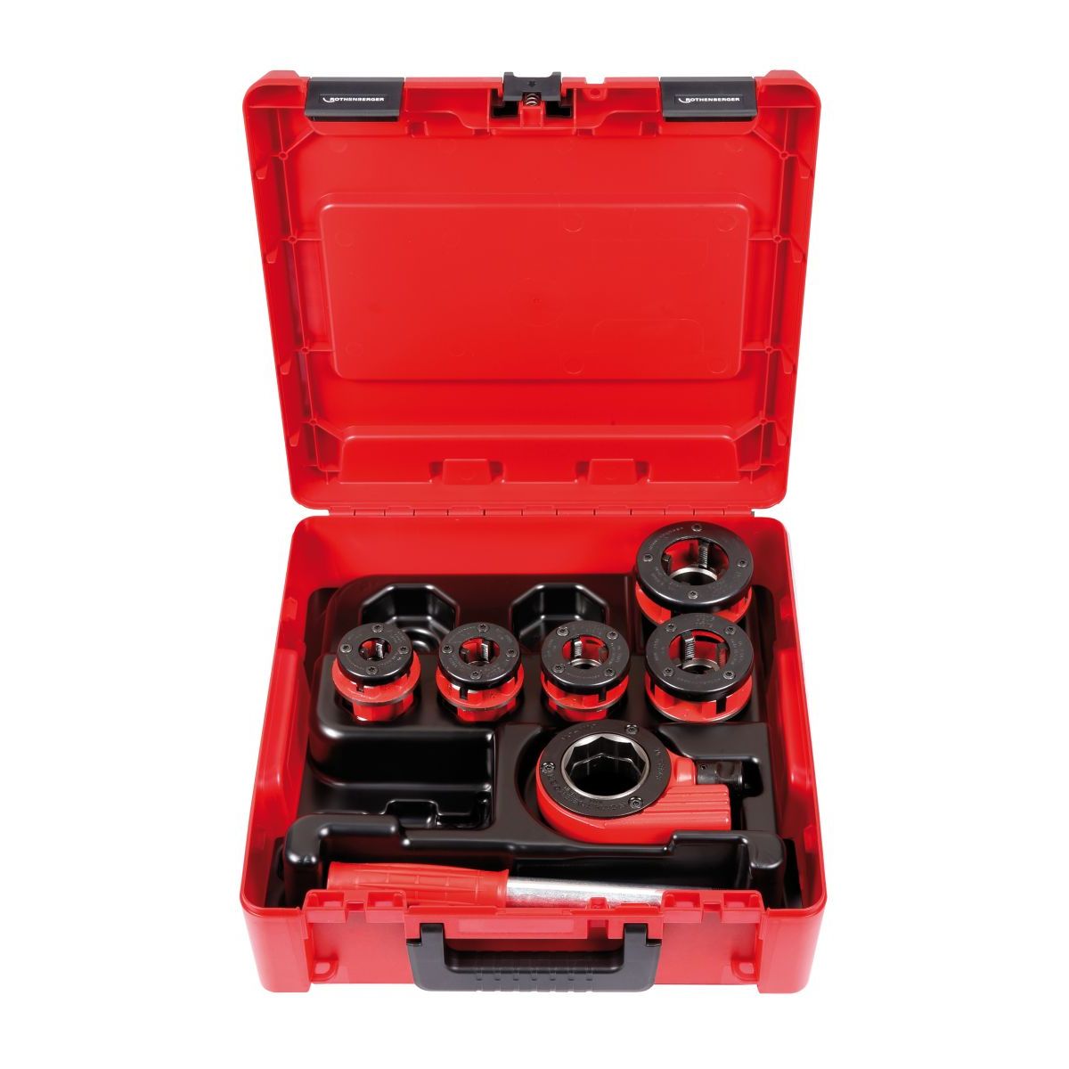 ROTHENBERGER SUPER CUT-Set, Ratschen-Gewindeschneidkluppe,BSPT R, 3/8"-1/2"-3/4"-1"-1.1/4" im Koffer