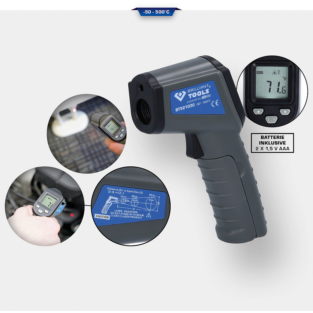 Brilliant Tools Infrarot-Thermometer, -50° bis 500°