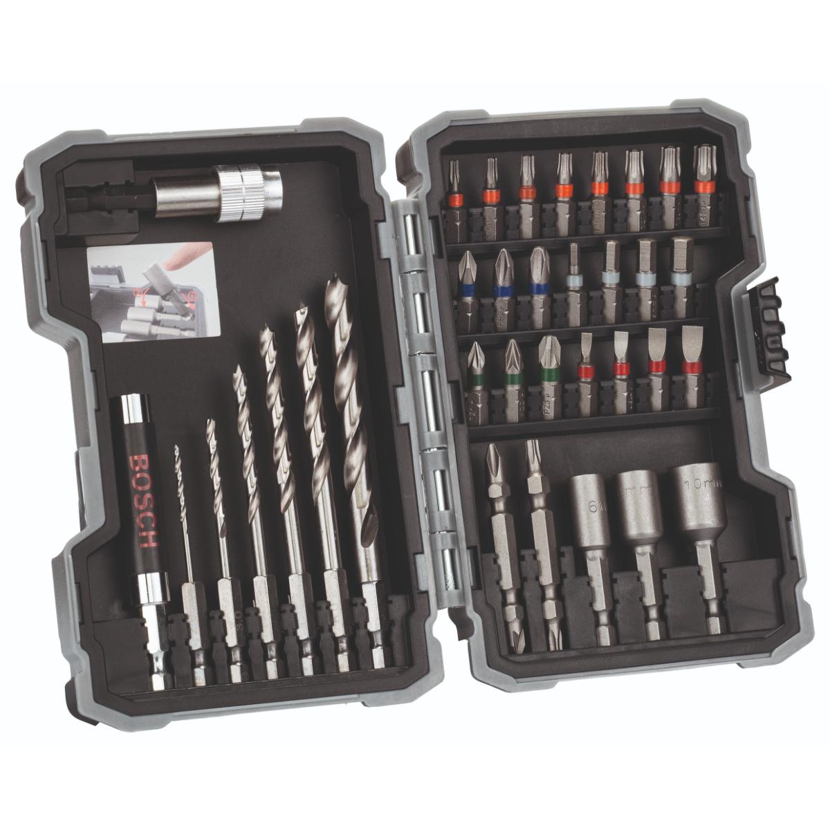 Bosch Set mit Holzbohrern und Schrauberbits,Extra Hard, 35-teiliges Set