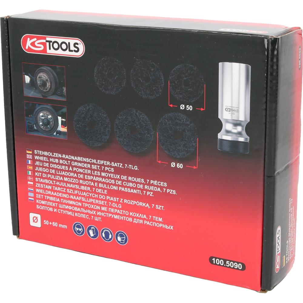 KS Tools Stehbolzen-Radnabenschleifer-Satz, Ø 50 / 60 mm, 7-tlg