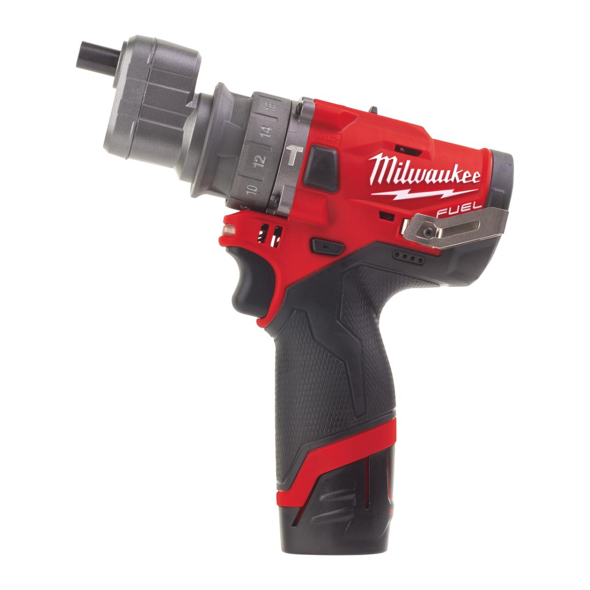 Milwaukee M12 FUEL Akku-Kompakt-Schlagbohrschrauber mit Schnellwechselbohrfutter M12 FPDXKIT-202X