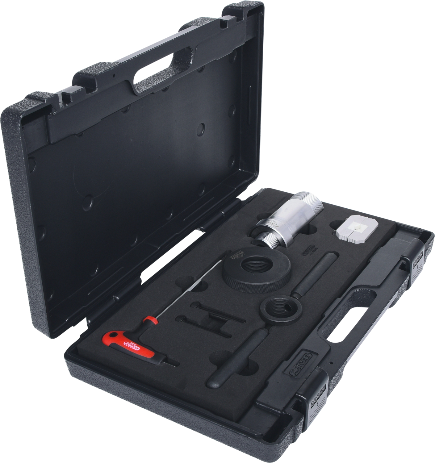KS Tools Stoßdämpfer-Montagehilfe-Satz für Stoßdämpfer mit Zuganschlagfeder, 7-tlg