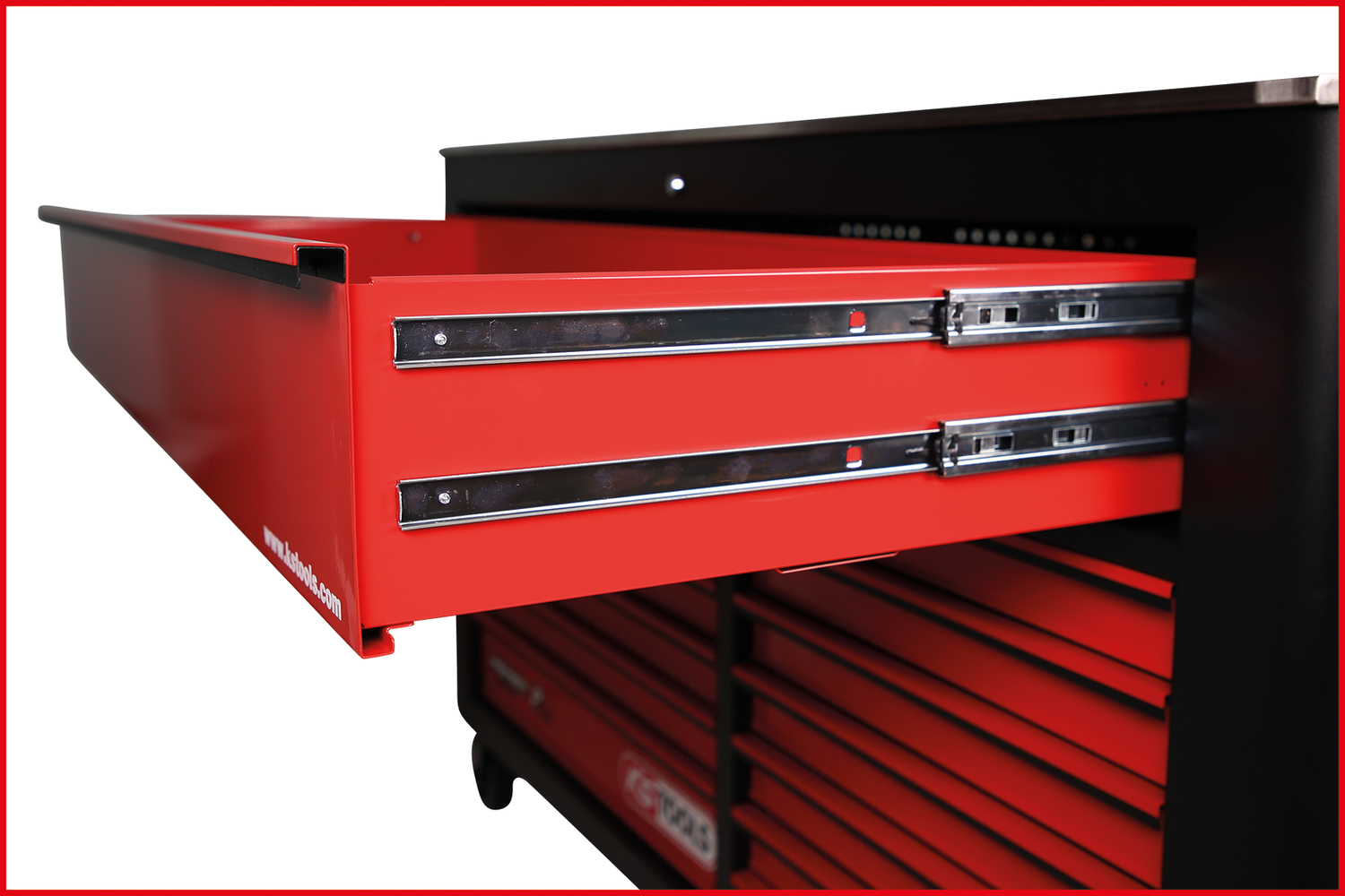 KS Tools PERFORMANCEplus P45 SCHWARZ-ROT Werkstattwagen mit 14 Schubladen