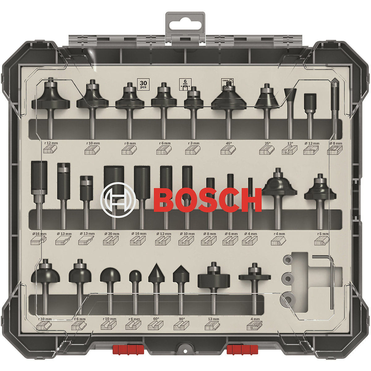 Bosch PRO Fräser-Set, 30-teilig, 6mm Schaft