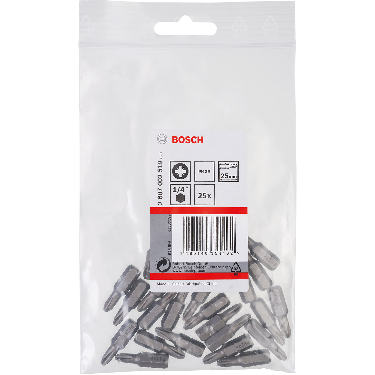 Bosch Schrauberbit Extra-Hart Reduziert PH2R, 25 mm, 25er-Pack