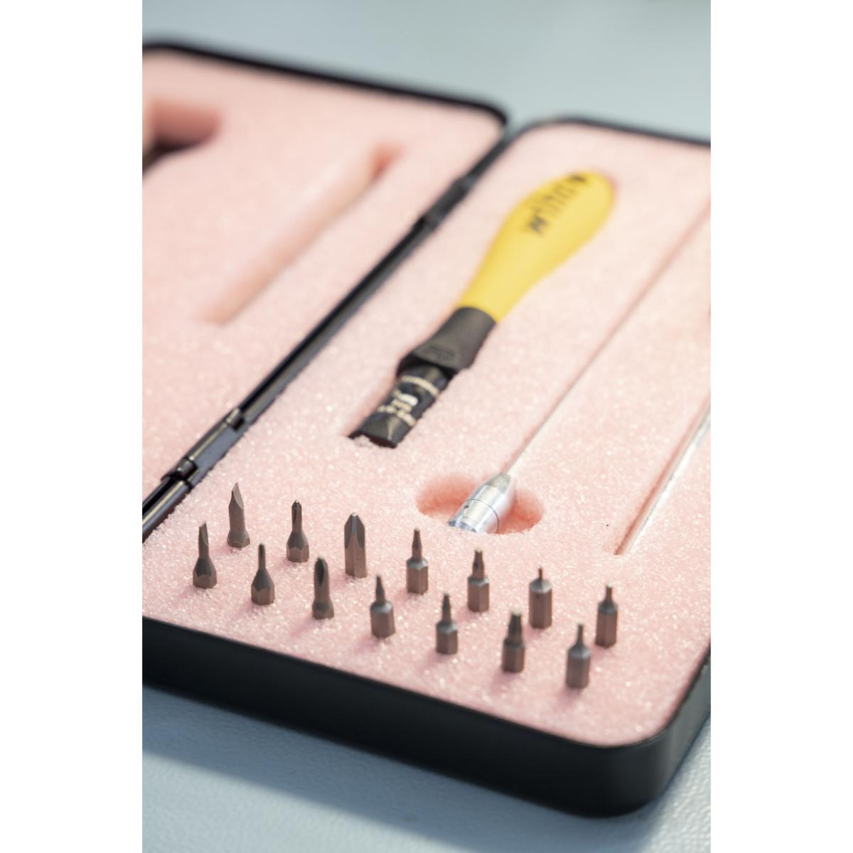 Wiha Drehmoment-Schraubendreher Set TorqueVario -S Micro ESD 0,1-0,6 Nm gemischt 18-teiliges Set variabel einstellbare Drehmomentbegrenzung mit Box