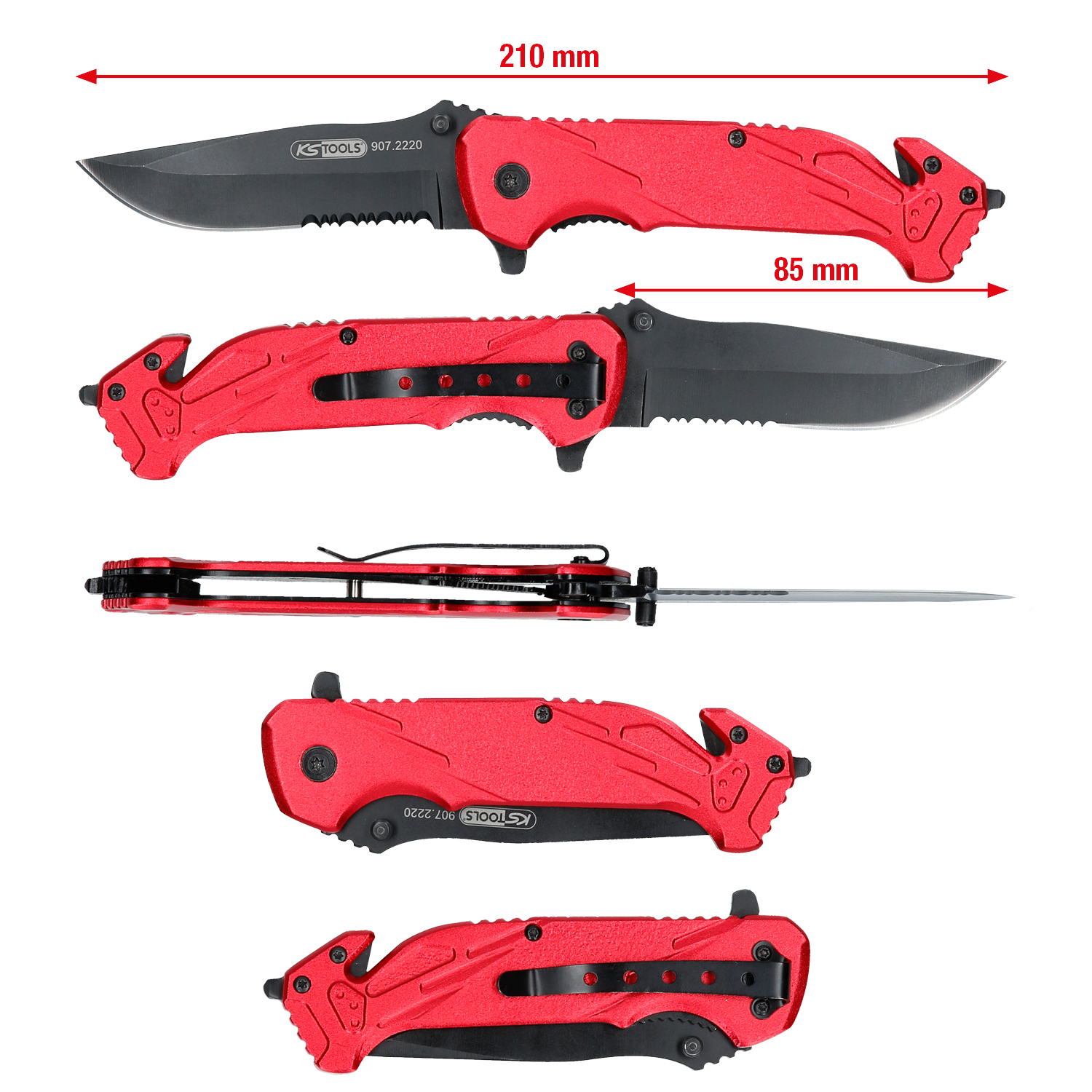 KS Tools Klappmesser mit Arretierung und Gurtschneider