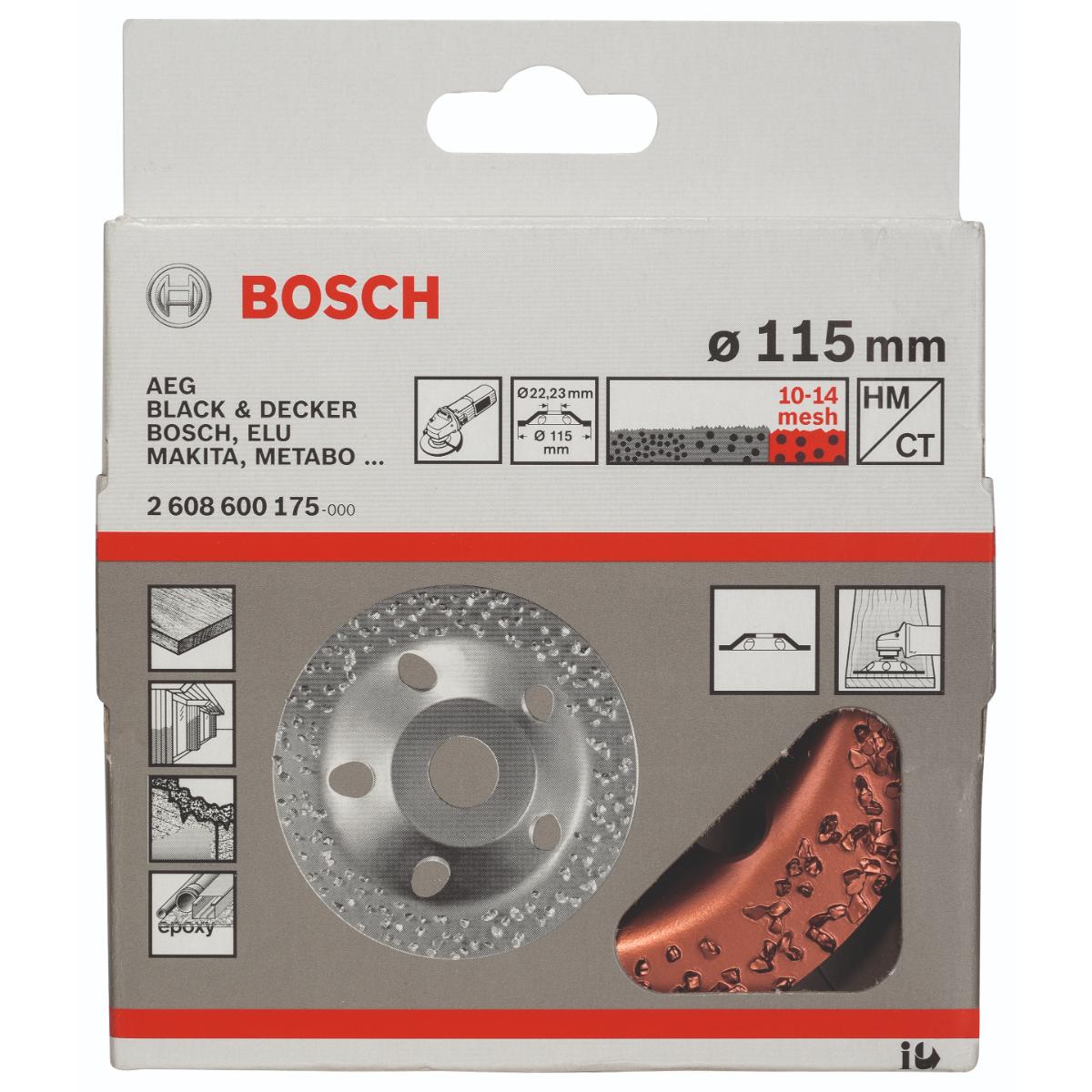 Bosch Hartmetalltopfscheibe, 115 x 22,23 mm, grob, flach