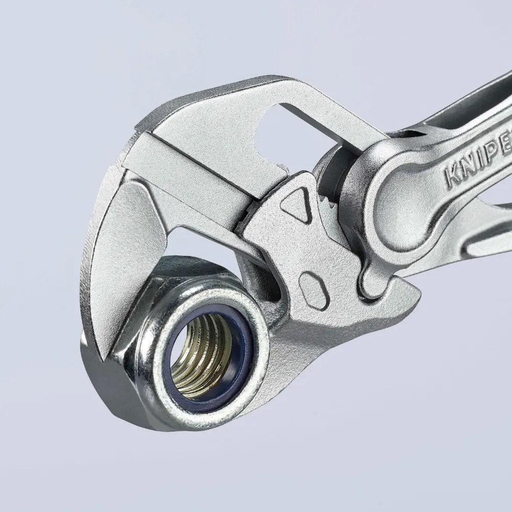 KNIPEX Zangenschlüssel XS Zange und Schraubenschlüssel in einem Werkzeug verchromt 100 mm