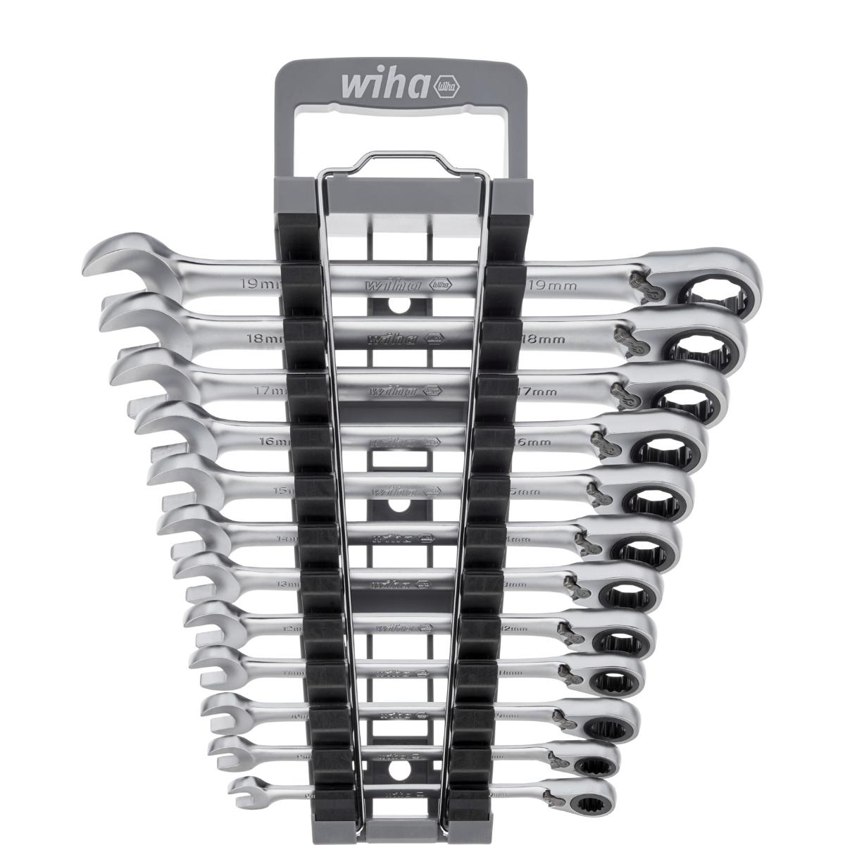 Wiha Ringratschen-Gabelschlüssel Set 12-teiliges Set umschaltbar in Halter