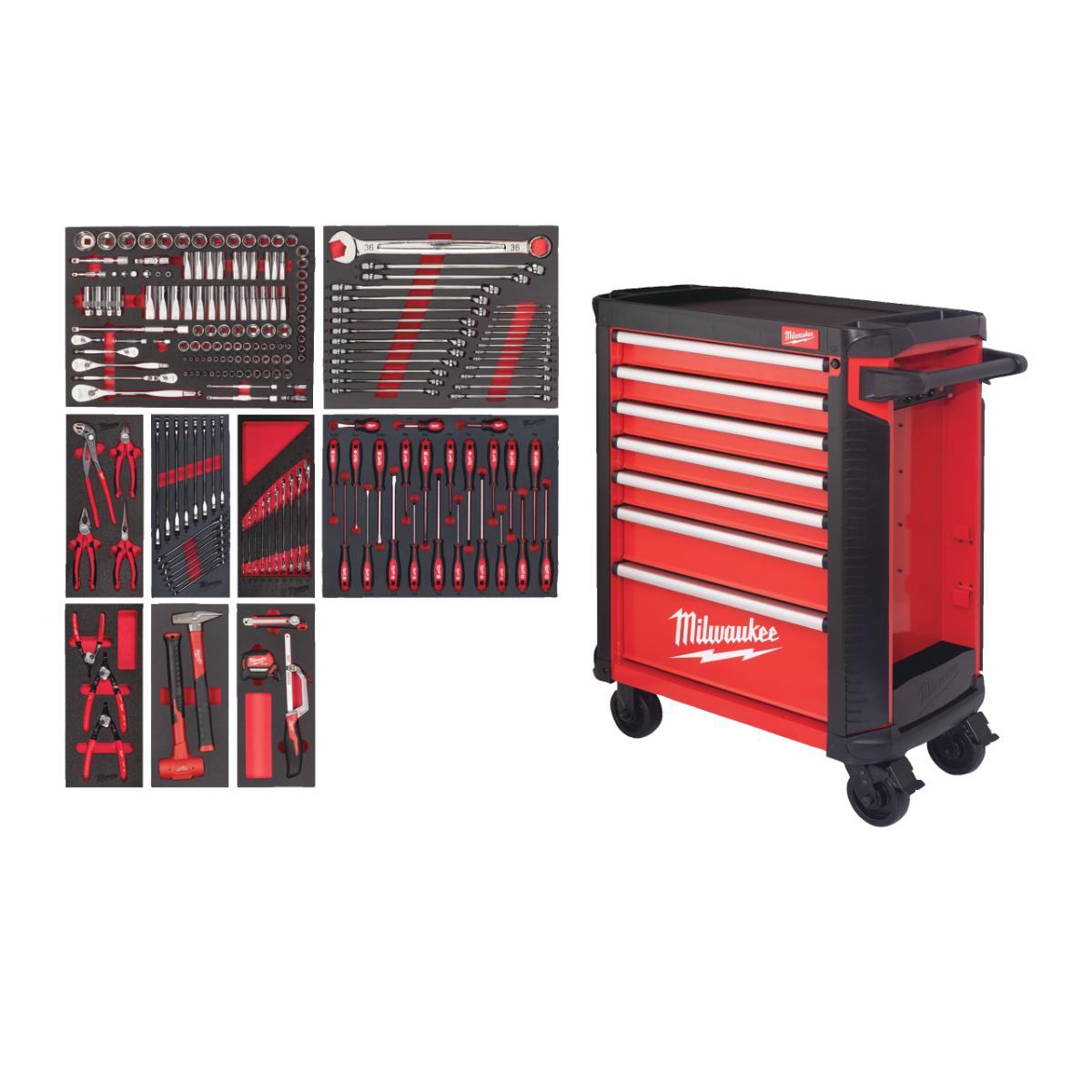 Milwaukee 30˝ / 78 cm TOOLGUARD Werkstattwagen mit Werkzeugbestückung, Standard Version, 206-teilige