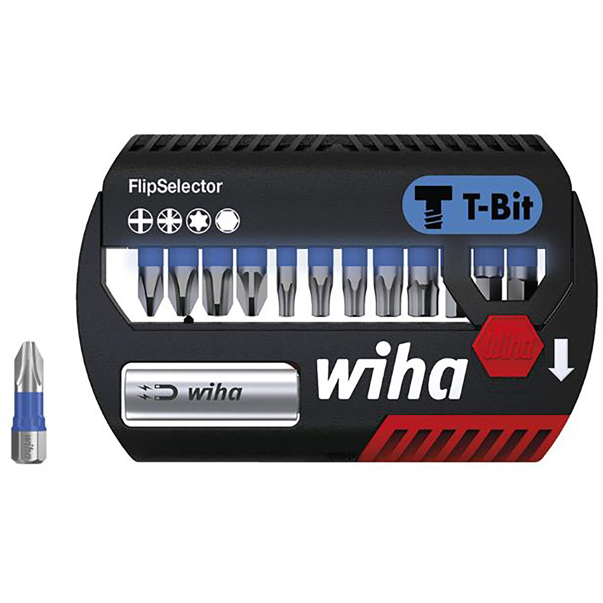 Wiha Bit Set FlipSelector T-Bit 25 mm gemischt 13-teiliges Set 1/4 zoll C6,3