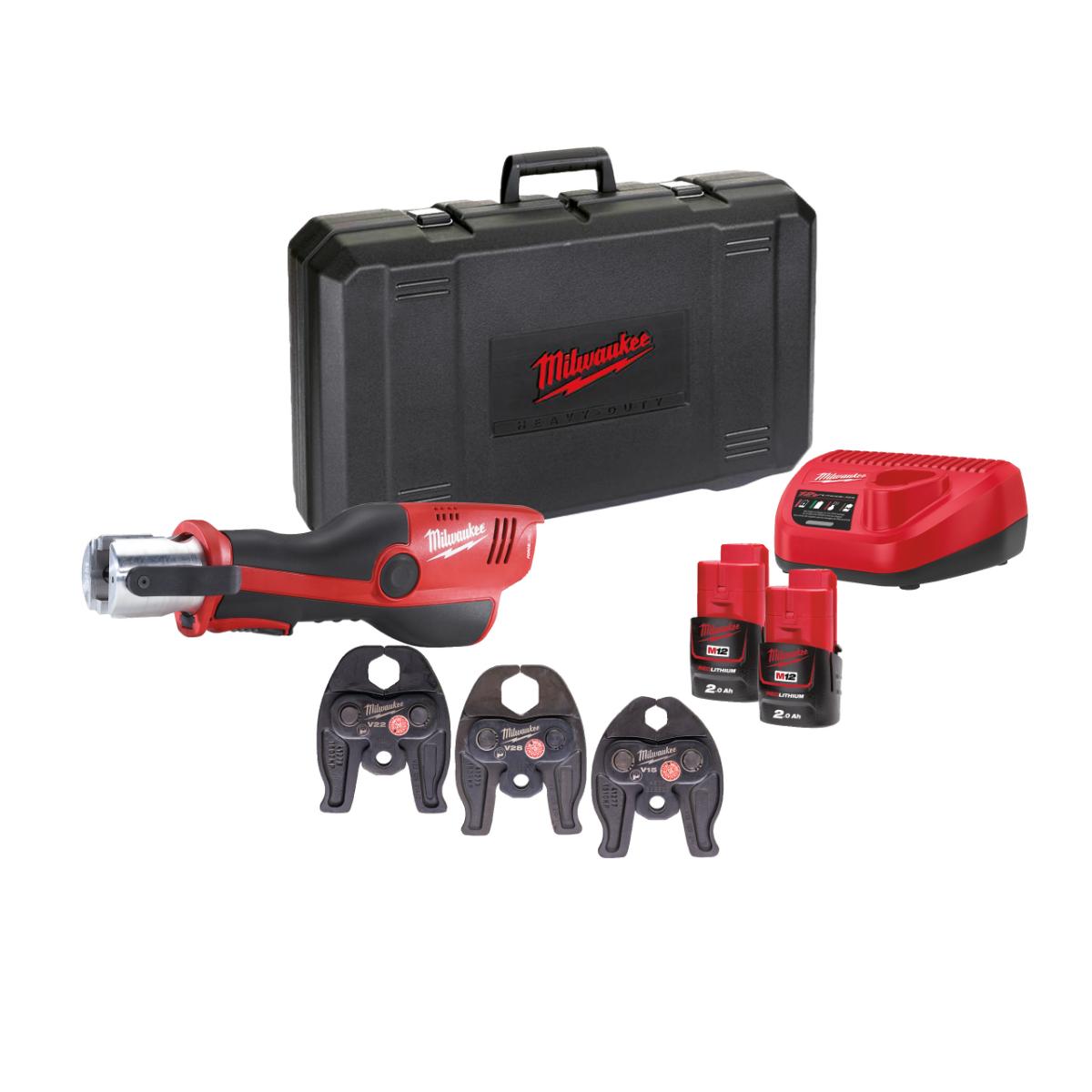 Milwaukee Akku-Presswerkzeug M12 HPT-202C V-Set