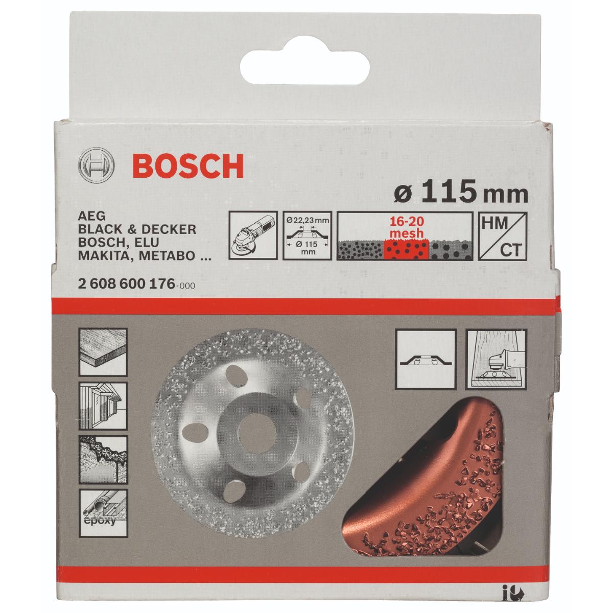 Bosch Carbide-Schleifköpfe, 115 mm, Feinheitsgrad mittel, Scheibenform mittel