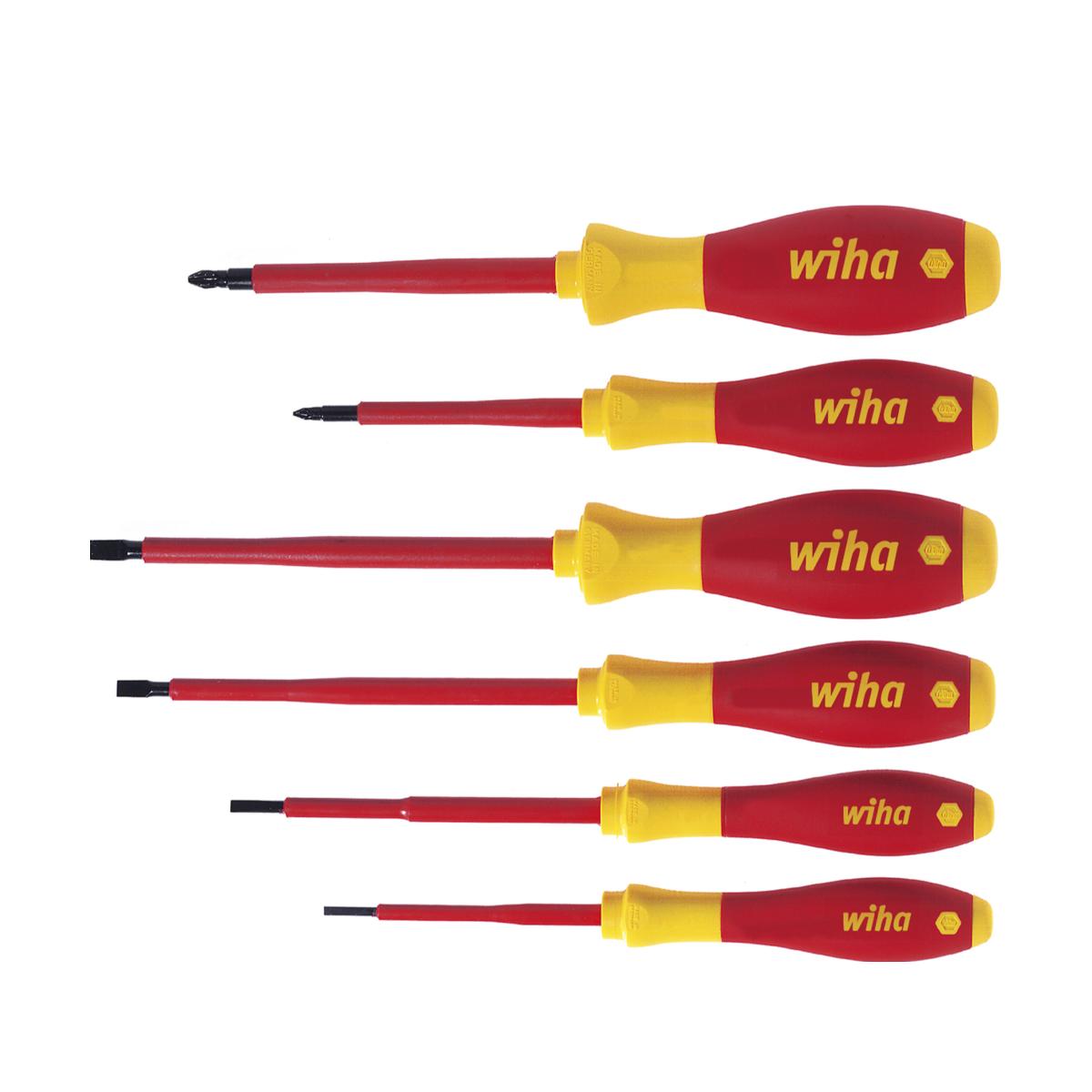 Wiha Schraubendreher Set SoftFinish electric Schlitz, Pozidriv 6-teiliges Set