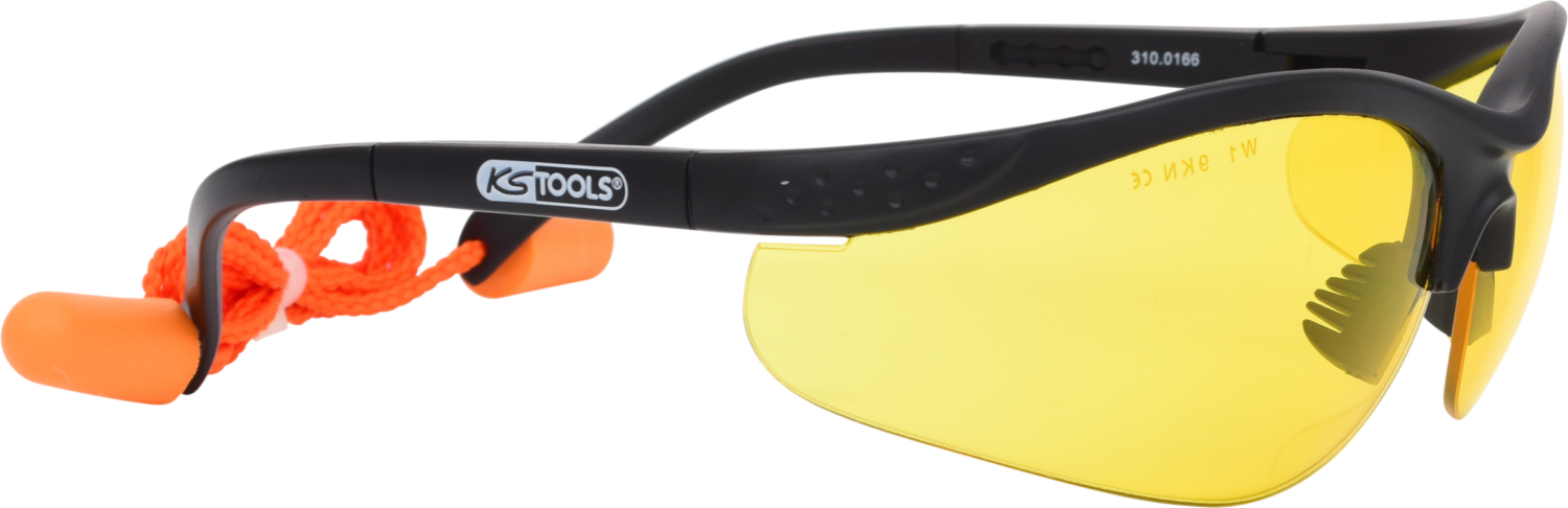 KS Tools Schutzbrille-gelb, mit Ohrstöpsel