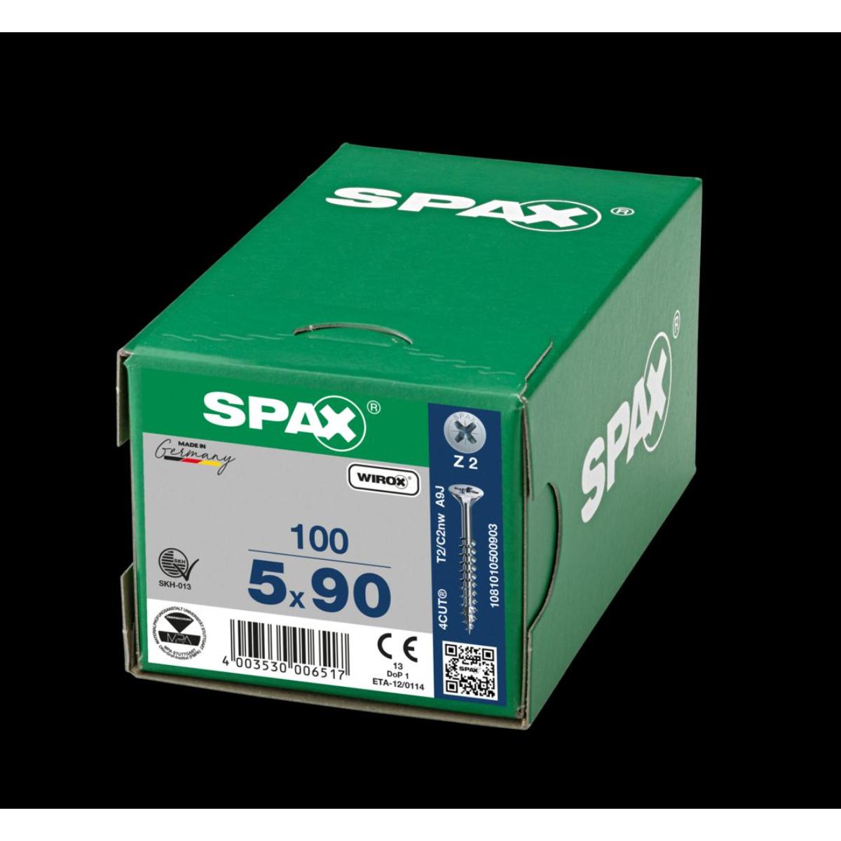 SPAX Senkmultikopf Bremsrippen Kreuzschlitz Z2 Teilgewinde WIROX, 100 Stück