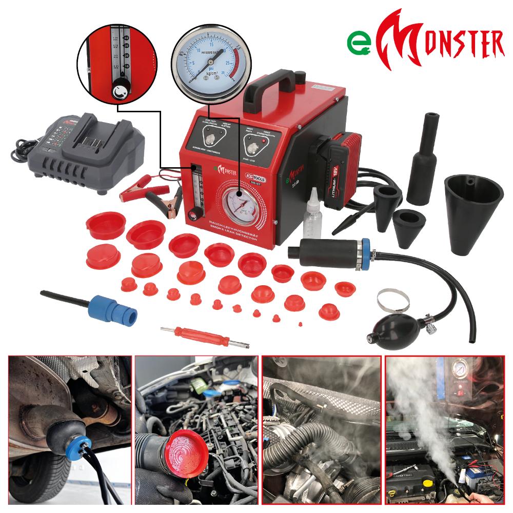 KS Tools Nebelmaschine zur Lecksuche, mit 2 Ah Akku, 36-tlg