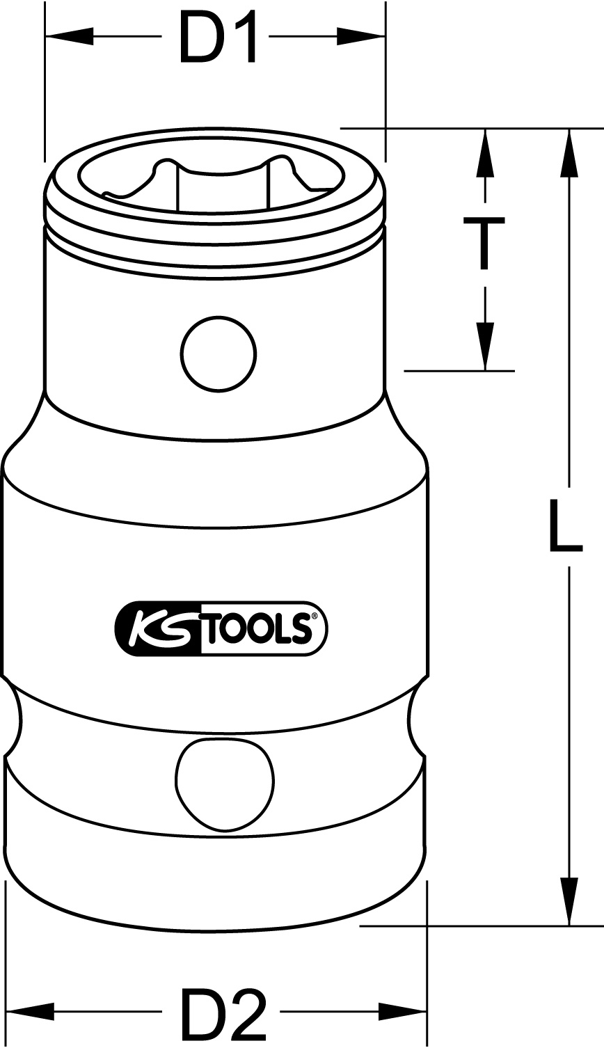 KS Tools 1/2" Bit-Adapter-Stecknuss, für Bits 10mm