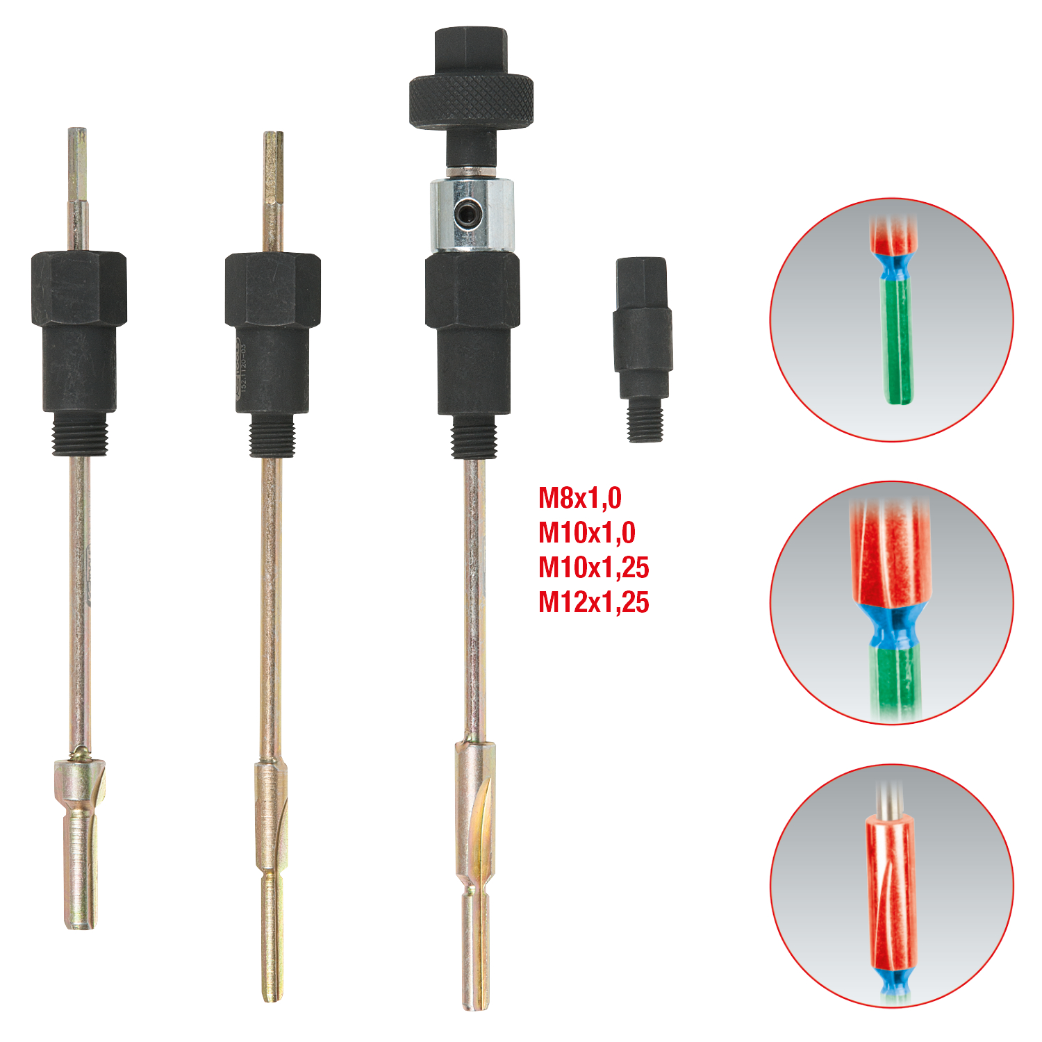 KS Tools MASTER 3 in 1 Glühkerzen-Reibahlen-Satz, 9-tlg