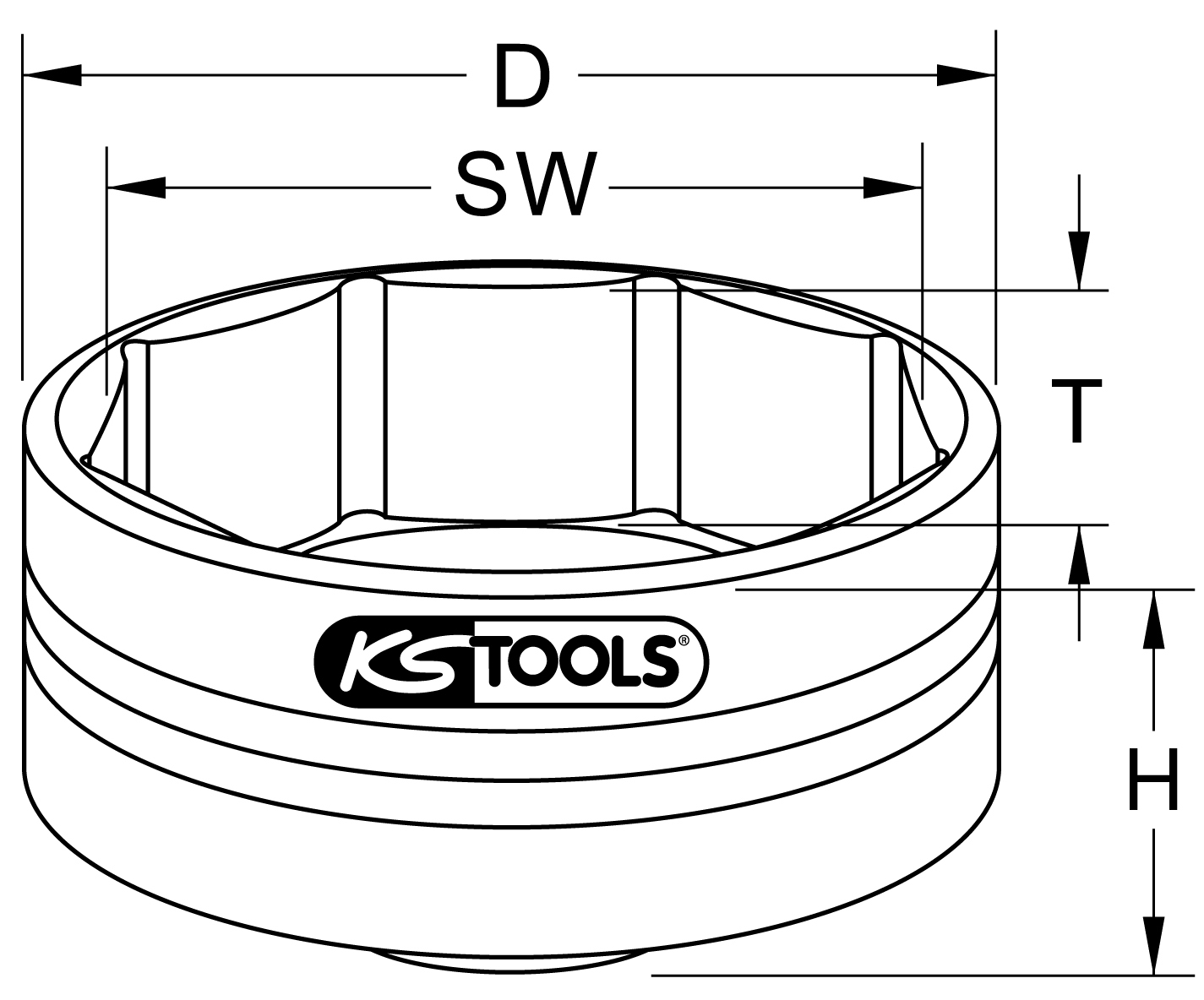 KS Tools 3/4" Radkapsel- und Achsmutternschlüssel 115x8-kant