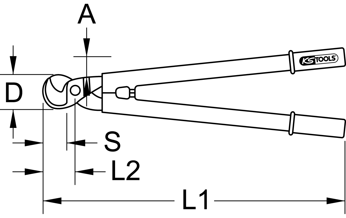 KS Tools Kabelschere mit Schutzisolierung, 500mm