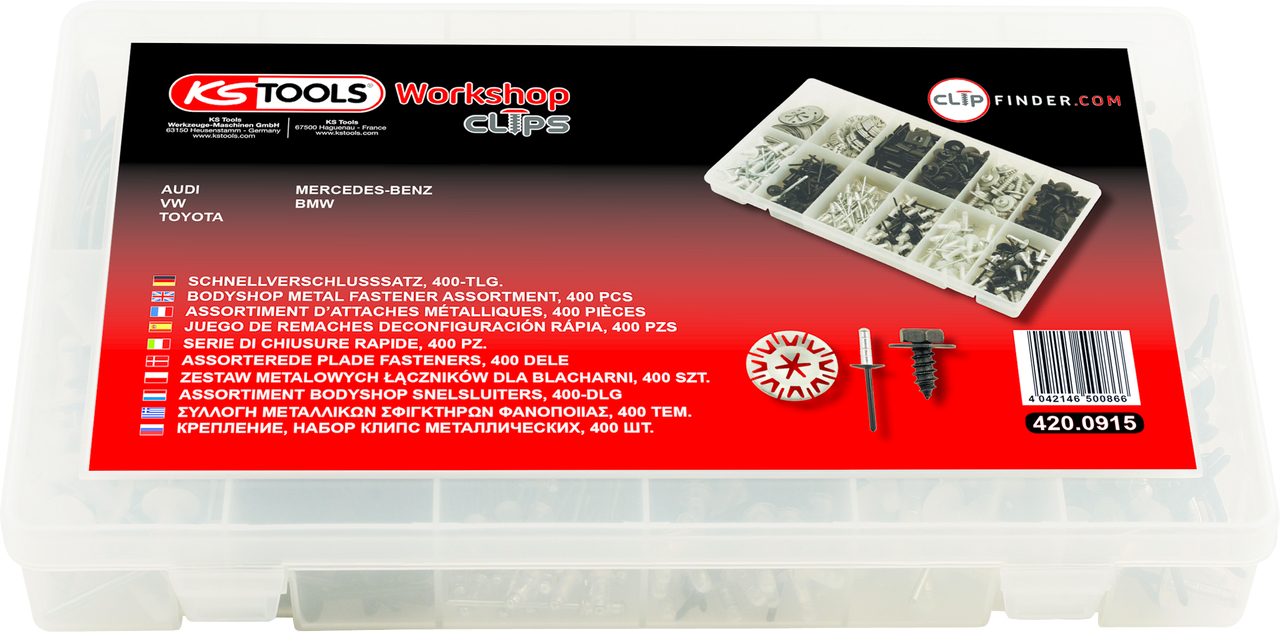 KS Tools Befestigungs-Clip-Satz - Schnellverschluss, 400-tlg