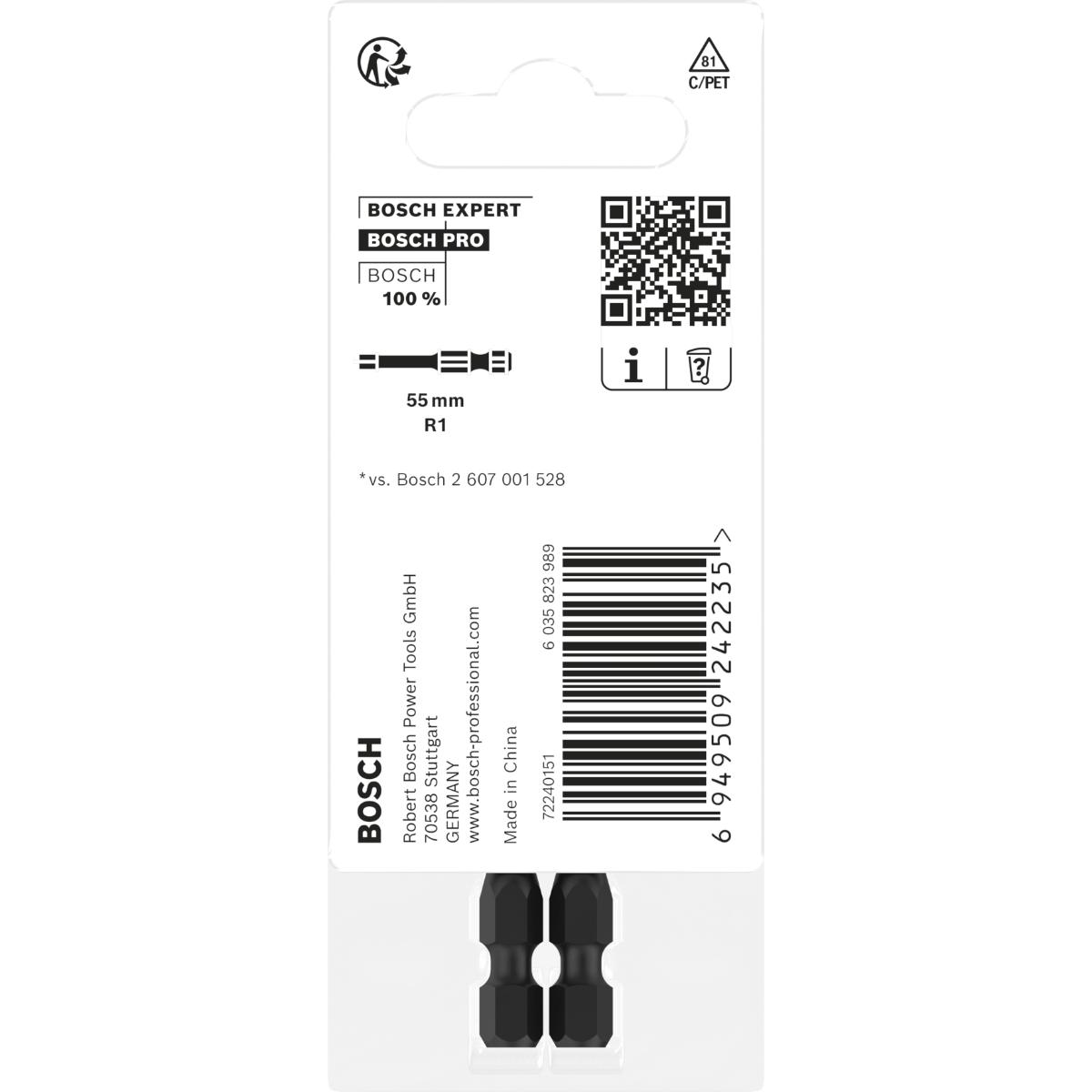 Bosch PRO Robertson Impact Bit,R1,55 mm - 2 Stück