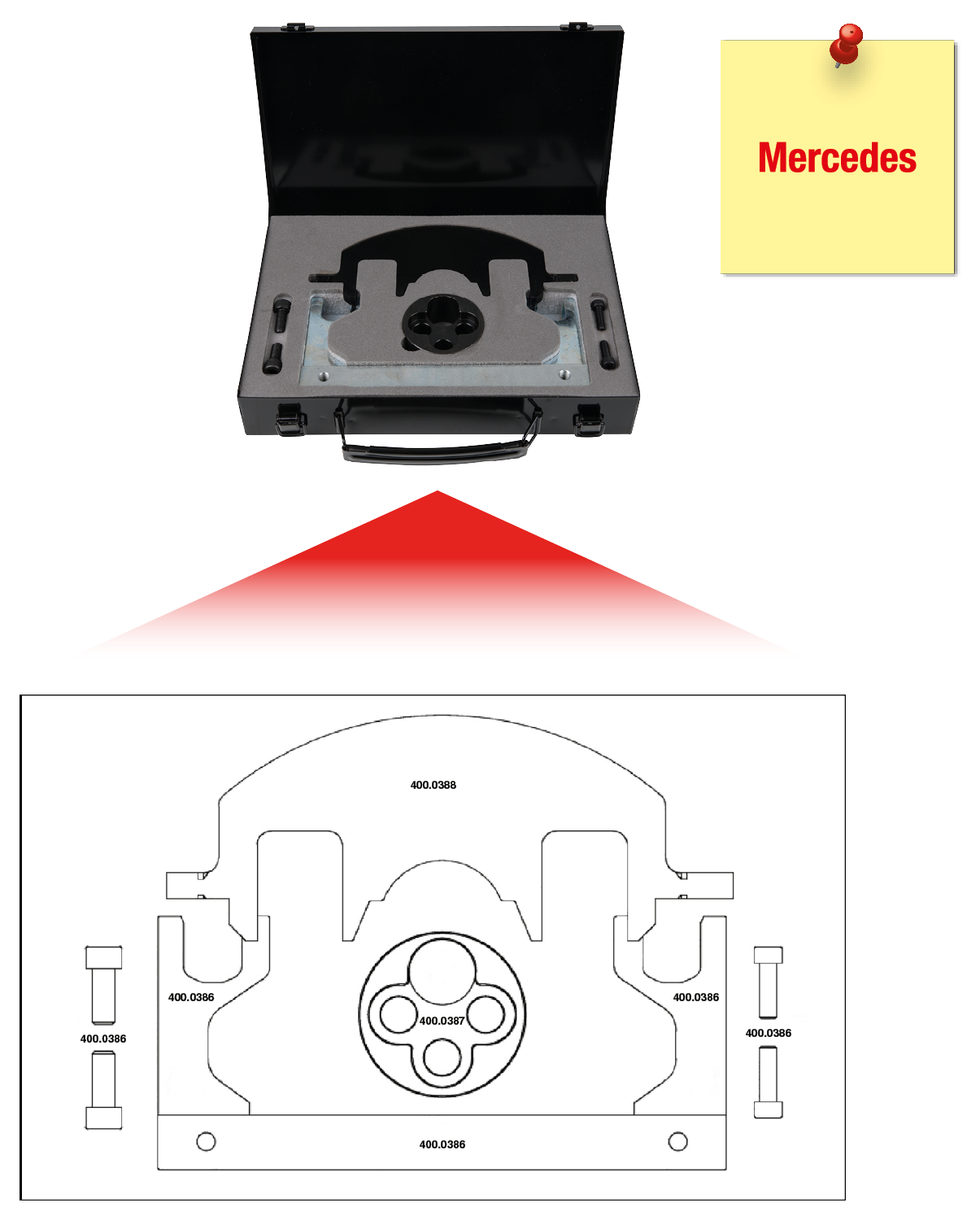 KS Tools Motoreinstell-Werkzeug-Satz für Mercedes, 8-tlg