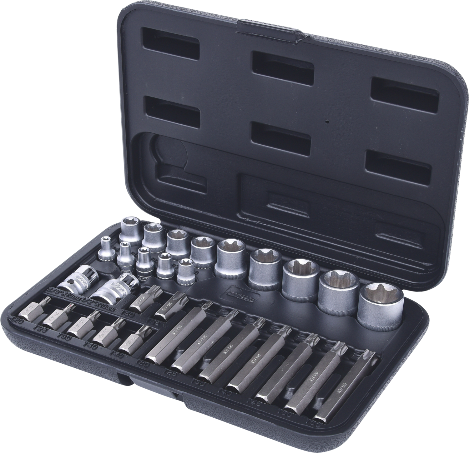 KS Tools Torx-Steckschlüssel- und Bit-Satz, 30-tlg Bits mit Bohrung