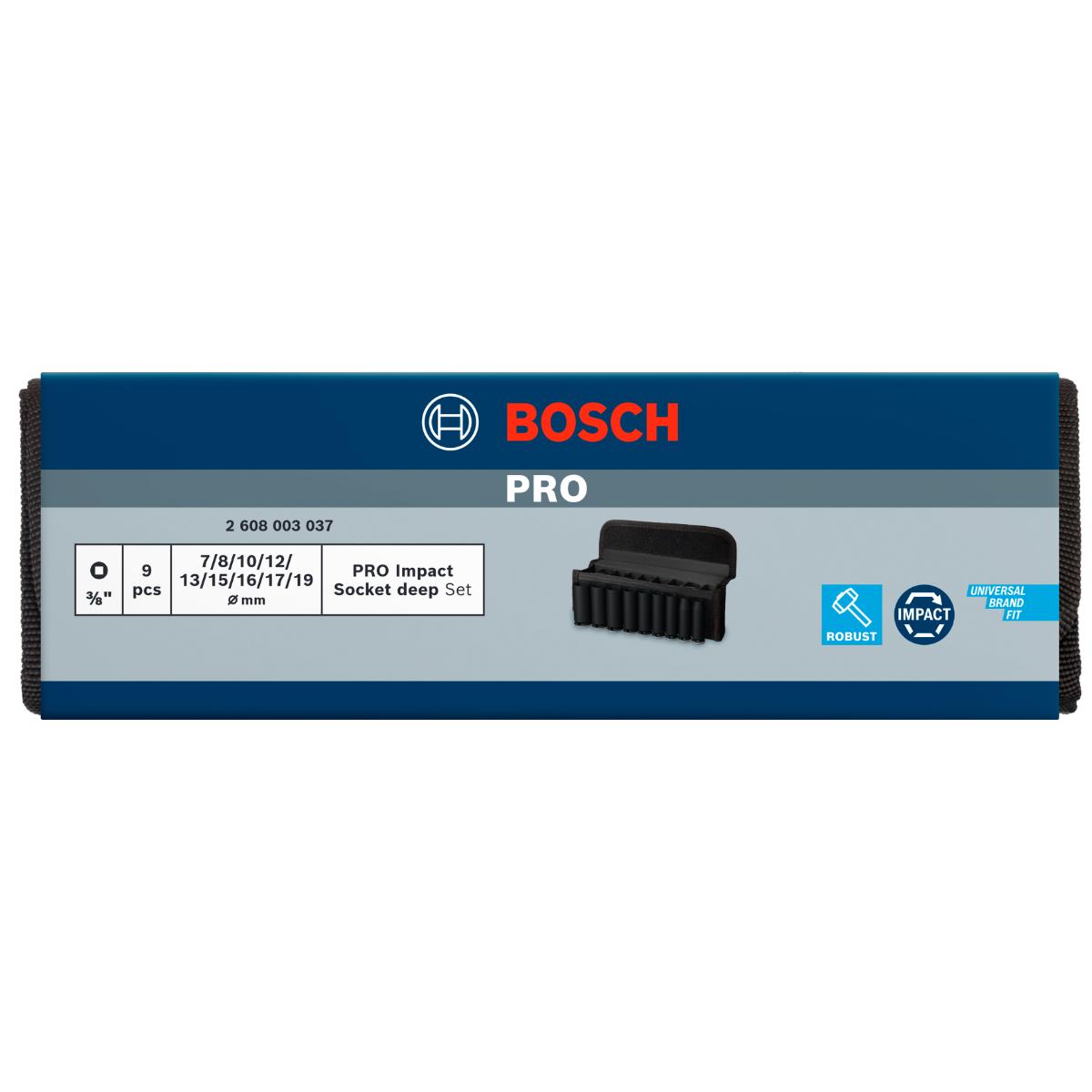 Bosch PRO Impact Socket Set, 3/8", tief, 9 teiliges Set