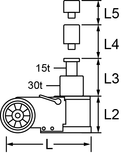 KS Tools Lufthydraulischer Wagenheber 30 t - 15 t