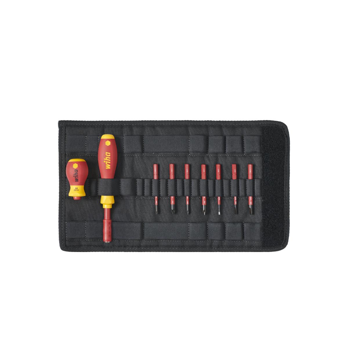 Wiha Schraubendreher und Bit Set slimVario Schlitz, Phillips, Pozidriv 10-teiliges Set mit Falttasche