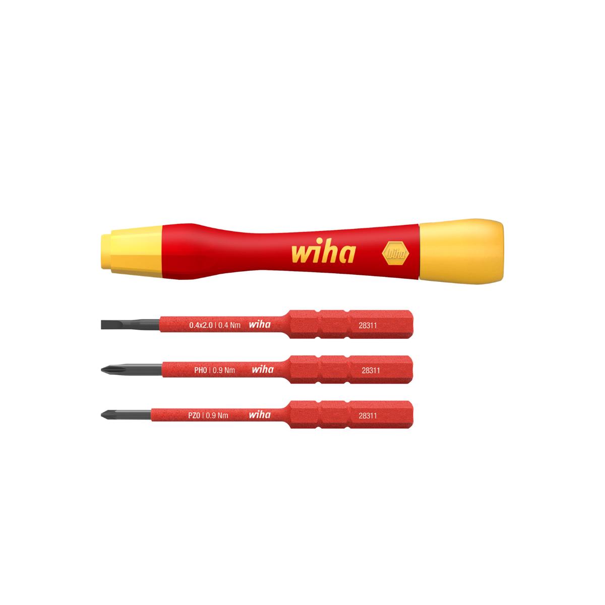 Wiha Feinschraubendreher Set PicoFinish slimVario electric 4-teiliges Set mit slimBits