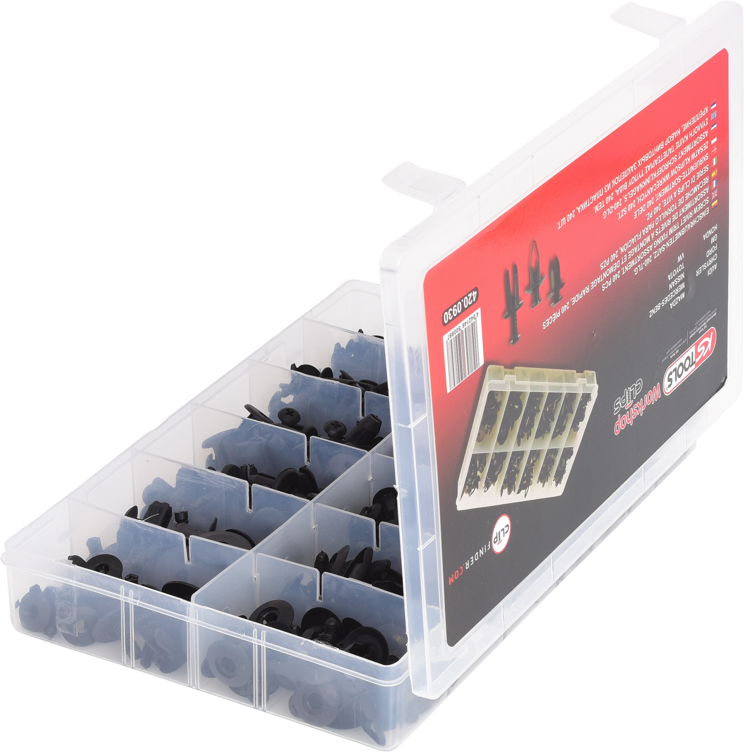 KS Tools Befestigungs-Clip-Satz - Einschraubnieten, 240-tlg