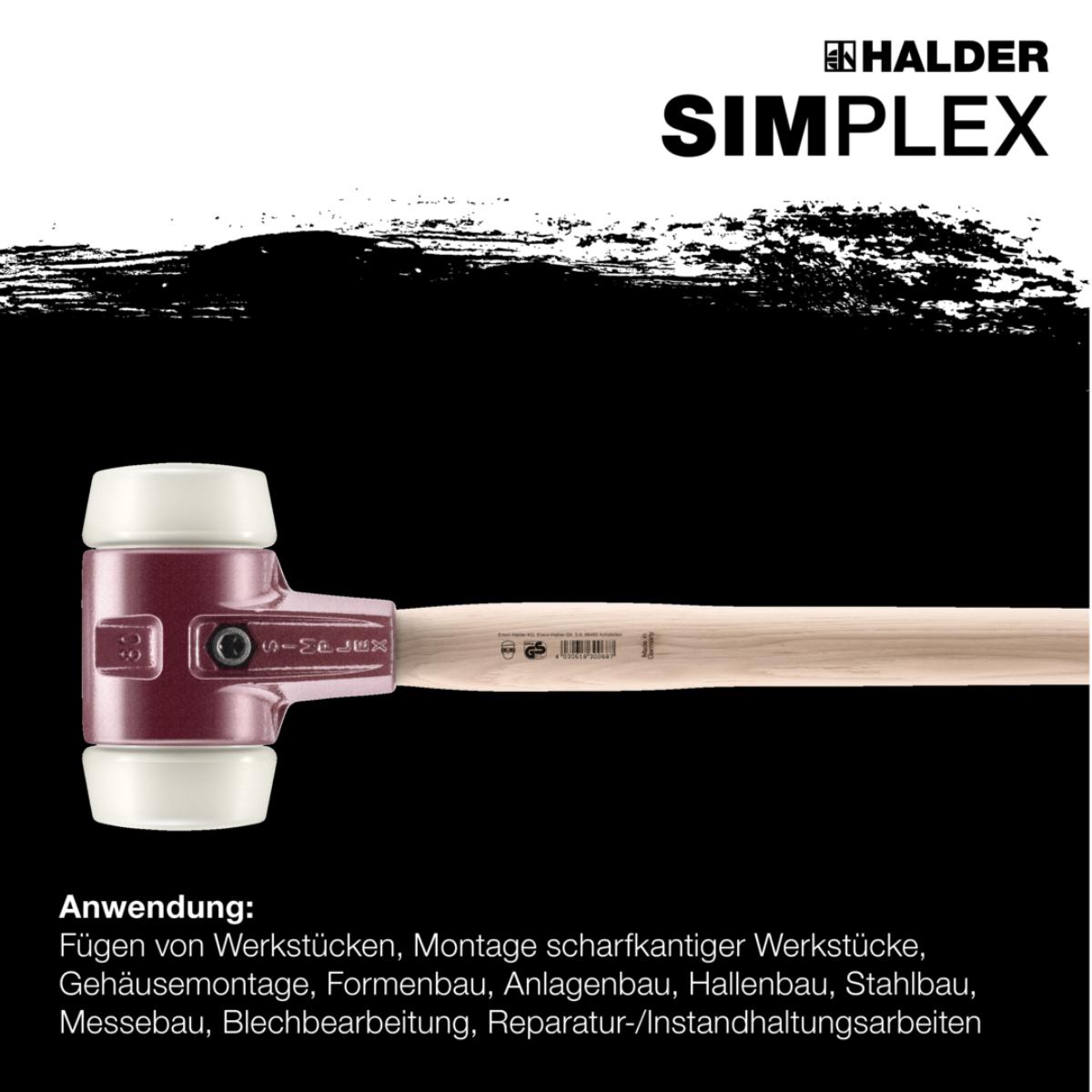 HALDER SIMPLEX - Vorschlaghammer mit TE-Gehäuse und Holzstie, Nylonl Ø 80 - Länge Stiel 700 mm