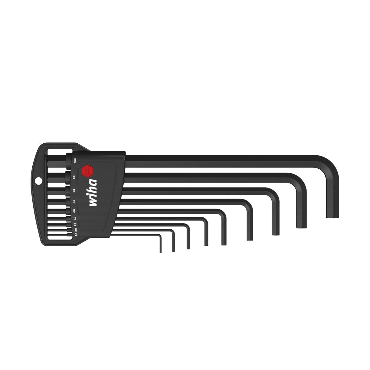 Wiha Stiftschlüssel Set im Classic Halter Sechskant 9-teiliges Set schwarzoxidiert