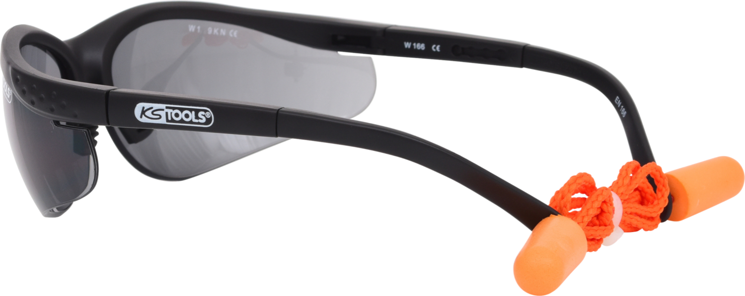 KS Tools Schutzbrille-schwarz, mit Ohrstöpsel