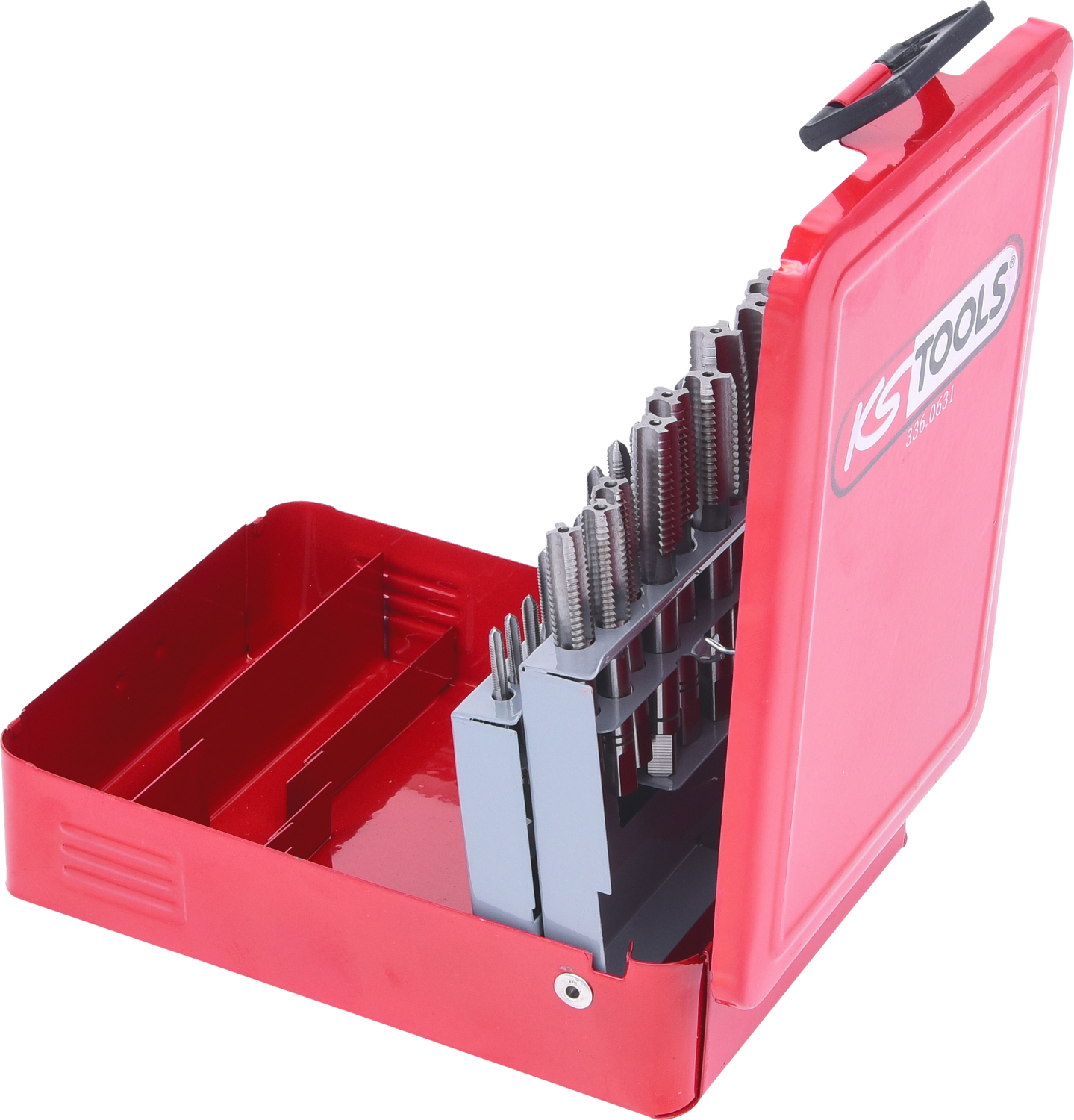 KS Tools HSS CO Handgewindebohrer-Satz M, Stahlblechkassette 21-tlgM3-M12