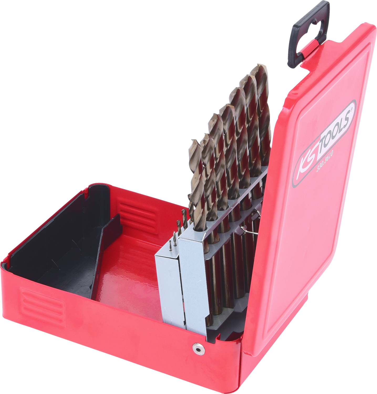 KS Tools HSS-G Co 5 Spiralbohrer-Satz, Stahlblechkassette 19-tlg 1-10mm