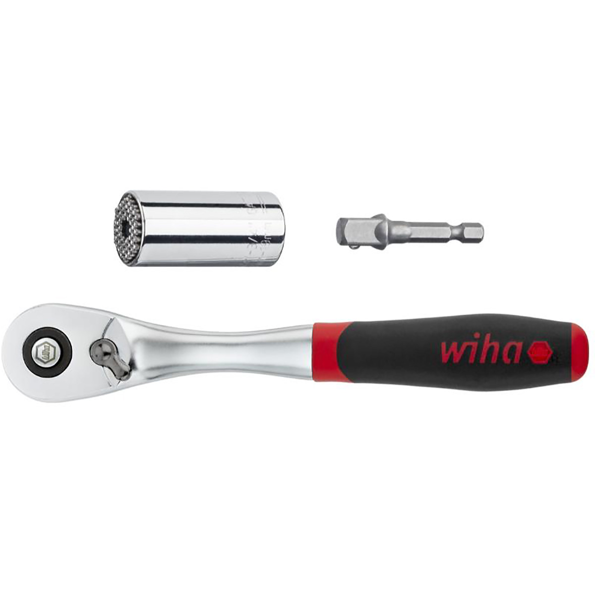 Wiha Steckschlüsseleinsatz Set Gripper mit Ratsche 3/8 zoll und Adapter für Akkuschrauber 3-teiliges Set