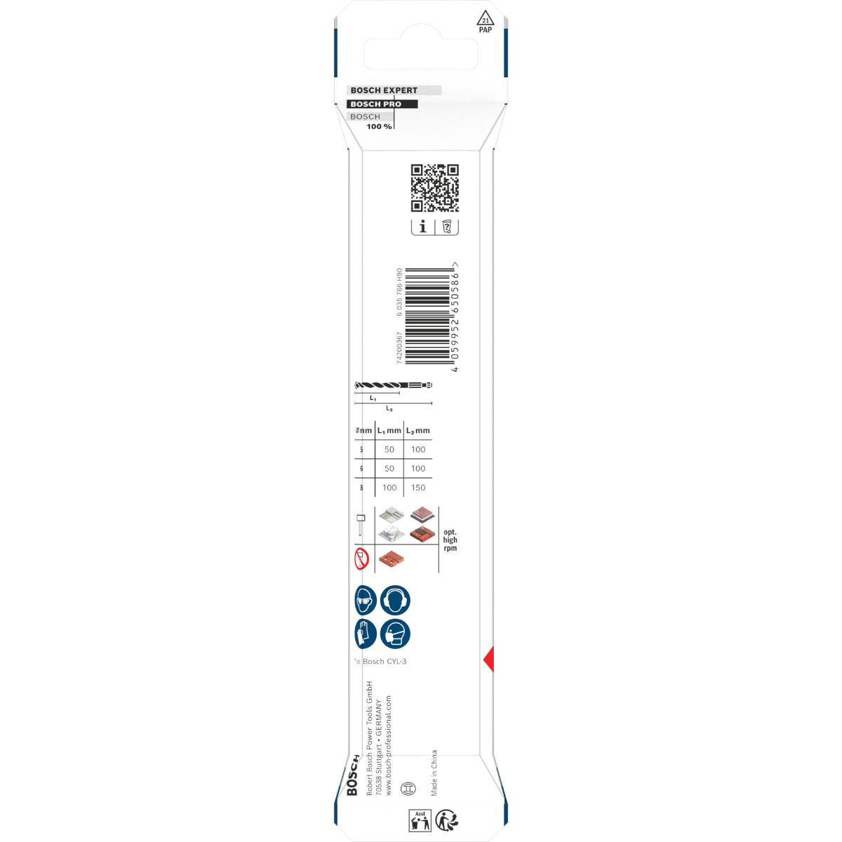 Bosch PRO HEX-5 Bohrer 5x100, 6x100, 8x150 mm, 3-teiliges Set