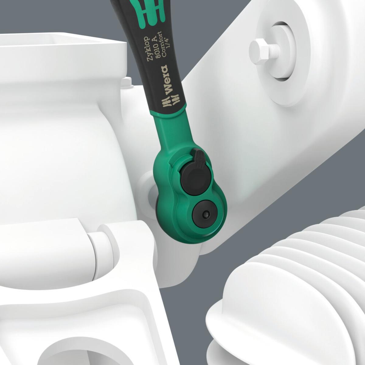 Wera 8010 A Zyklop Comfort Knarre, mit Umschalthebel, mit 1/4"-Antrieb
