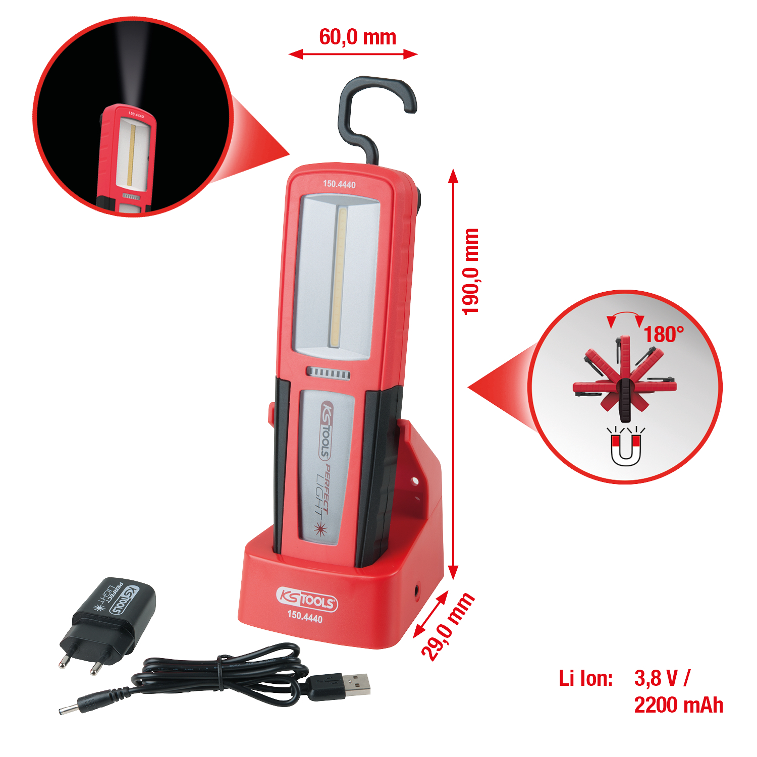 KS Tools perfectLight Handlampe 500 Lumen
