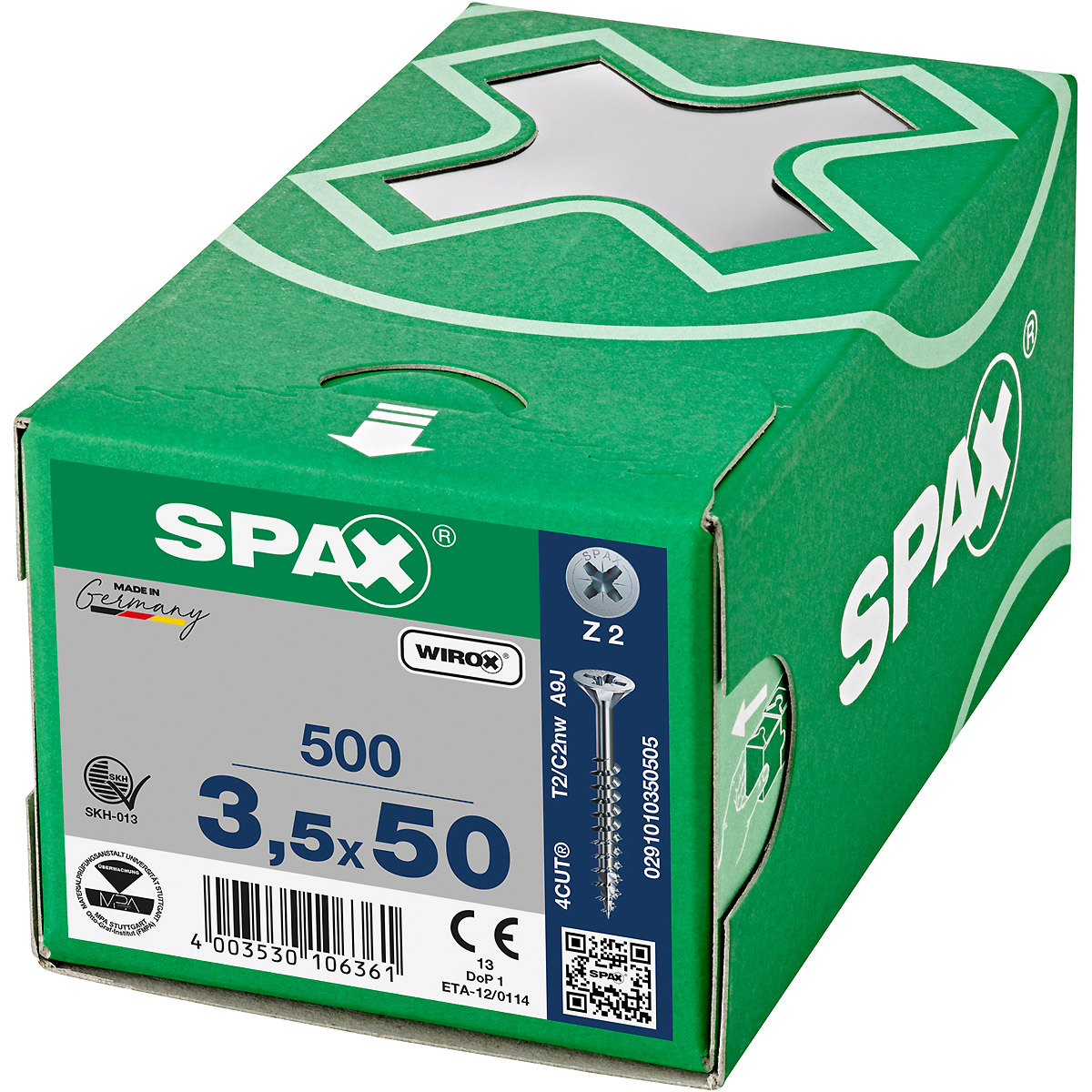 SPAX Senkmultikopf Kreuzschlitz Z2 Teilgewinde WIROX, 500 Stück