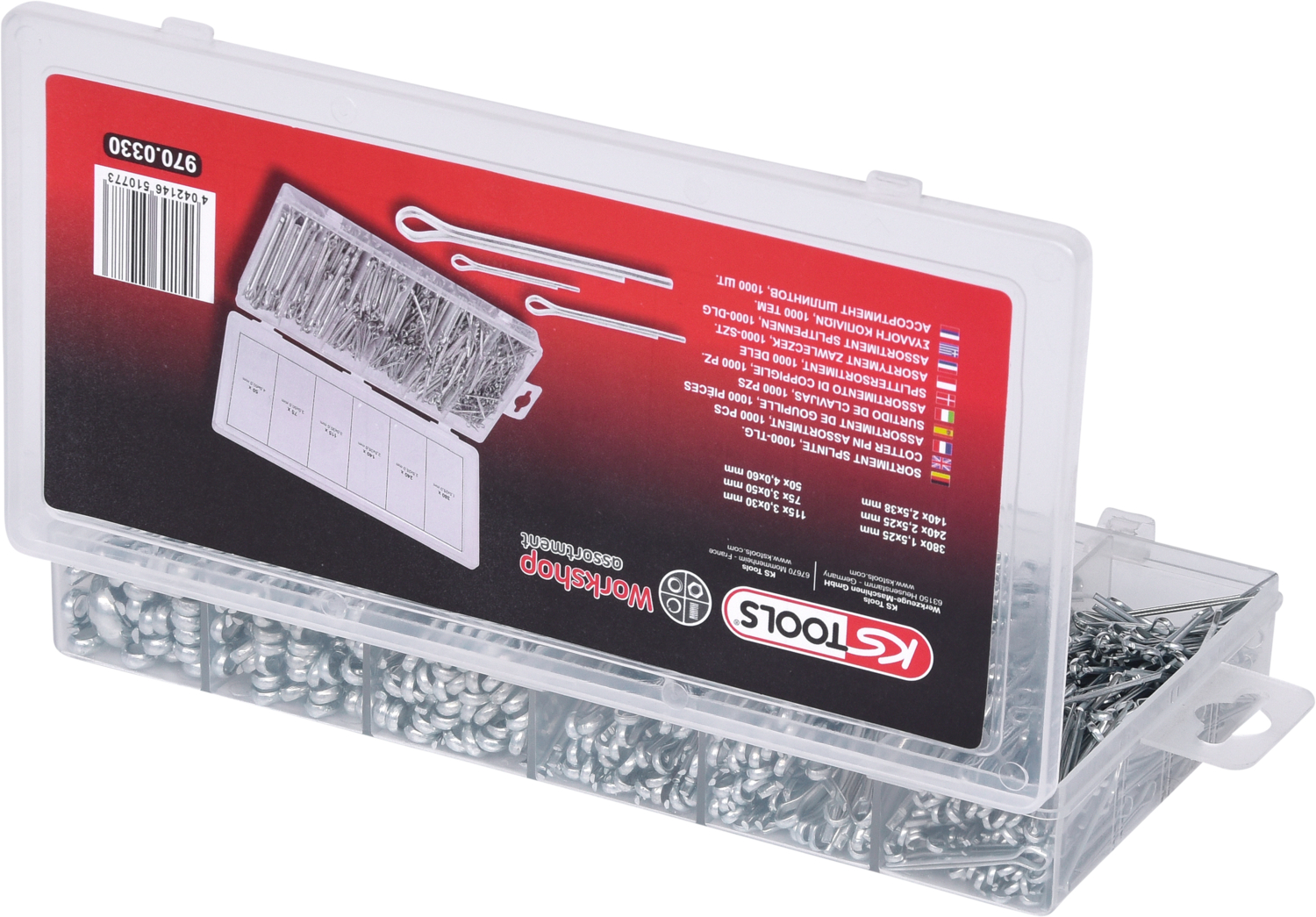 KS Tools Sortiment Splinte, 1000-tlg