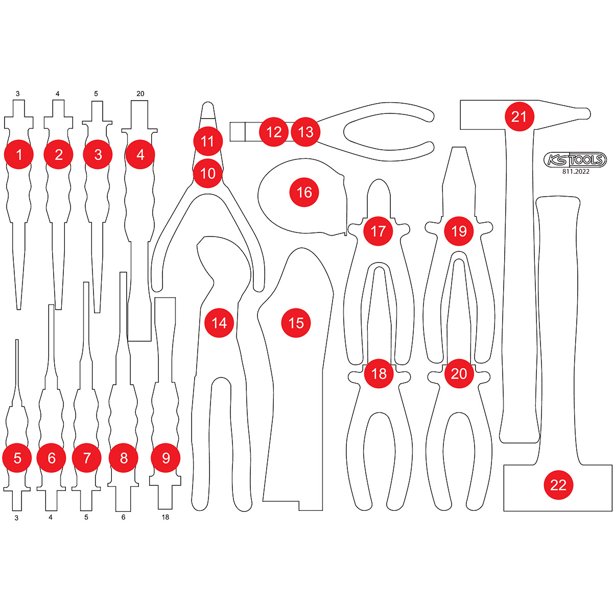 KS Tools Leere Schaumstoffeinlage zu 811.2022
