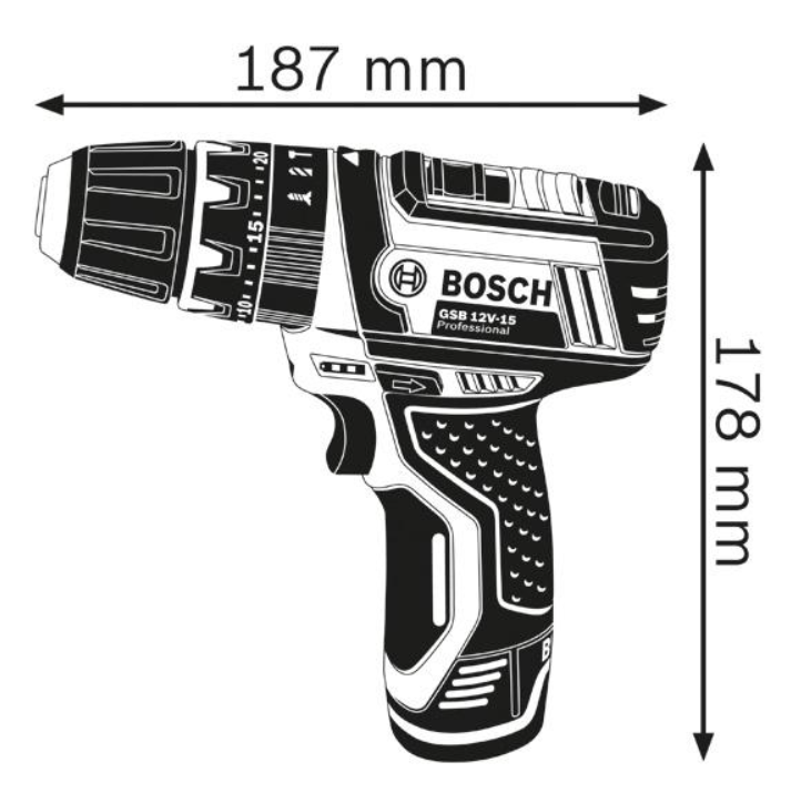 Bosch Akku-Schlagbohrschrauber GSB 12V-15, mit 2 x 2.0 Ah Li-Ion Akku